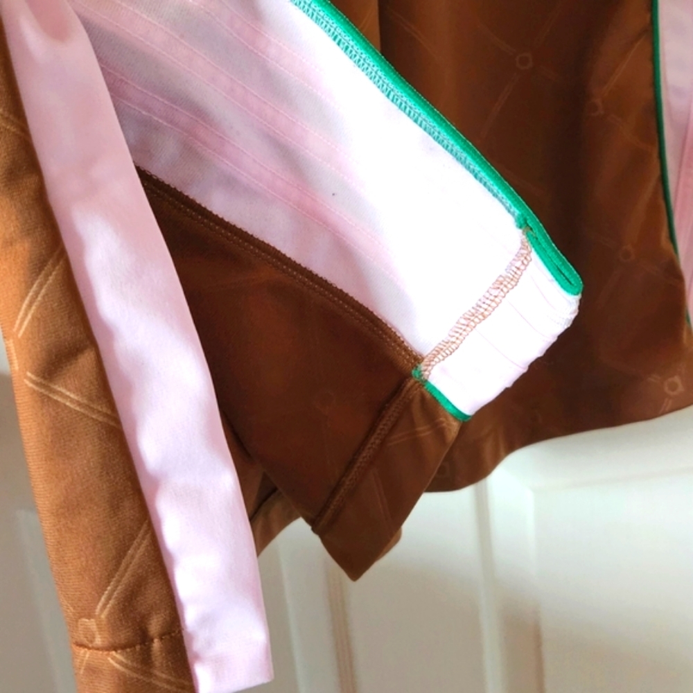 ADIDAS Wide Leg Carmel Brown Pink 3 Stripe Baggy High Rise Bell Hem Sport Pant M - Picture 13 of 16